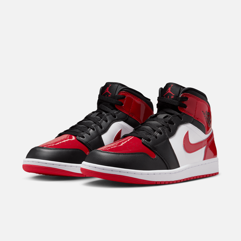 Air Jordan 1 Mid SE Patent Bred Toe - Preto / Branco / Vermelho
