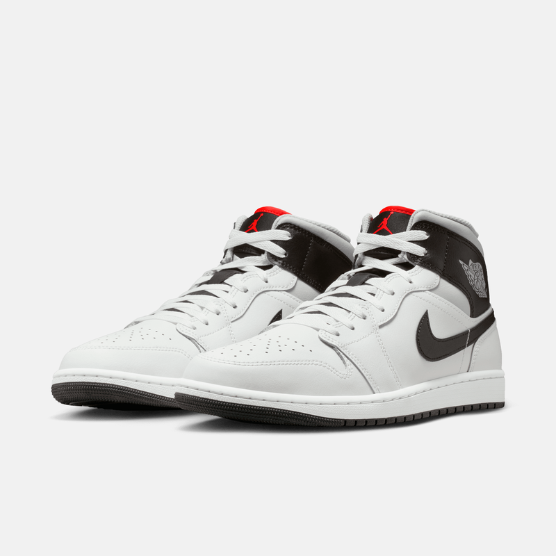 Air Jordan 1 Mid - Branco / Cinza / Vermelho-infravermelho / Preto