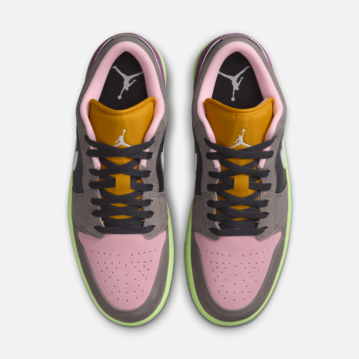 Air Jordan 1 Low Tokyo Bio Hack - Cinza / Branco / Cinza-pedra / Rosa-ártico / Violeta / Amarelo-enxofre escuro