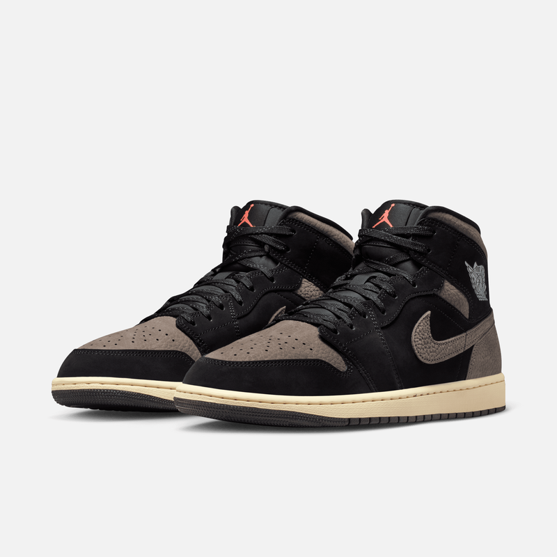 Air Jordan 1 Mid SE - Preto / Laranja-manga claro / Cinza