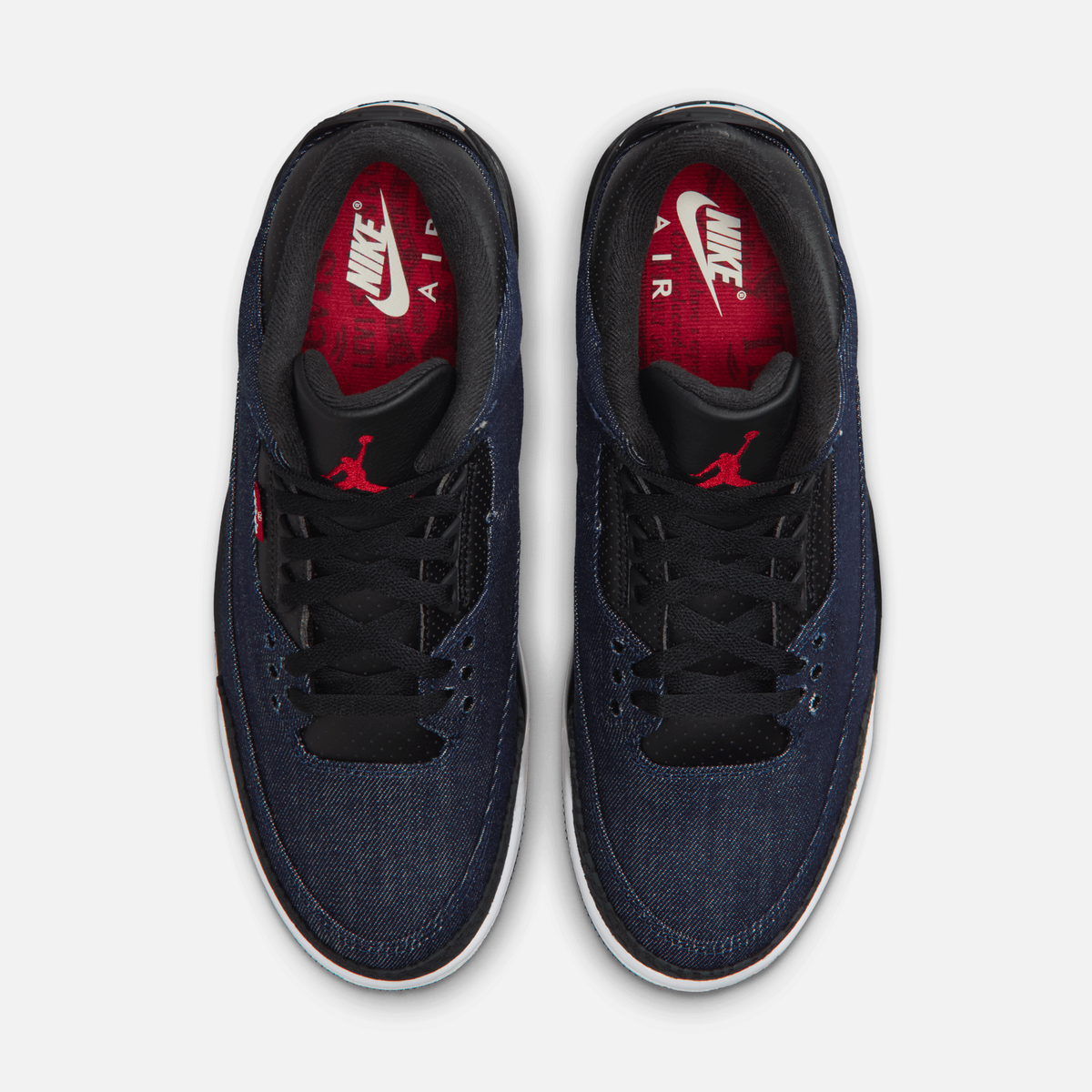Air Jordan 3 Retro x Levis Indigo Denim - Índigo / Vermelho / Preto / Branco-creme