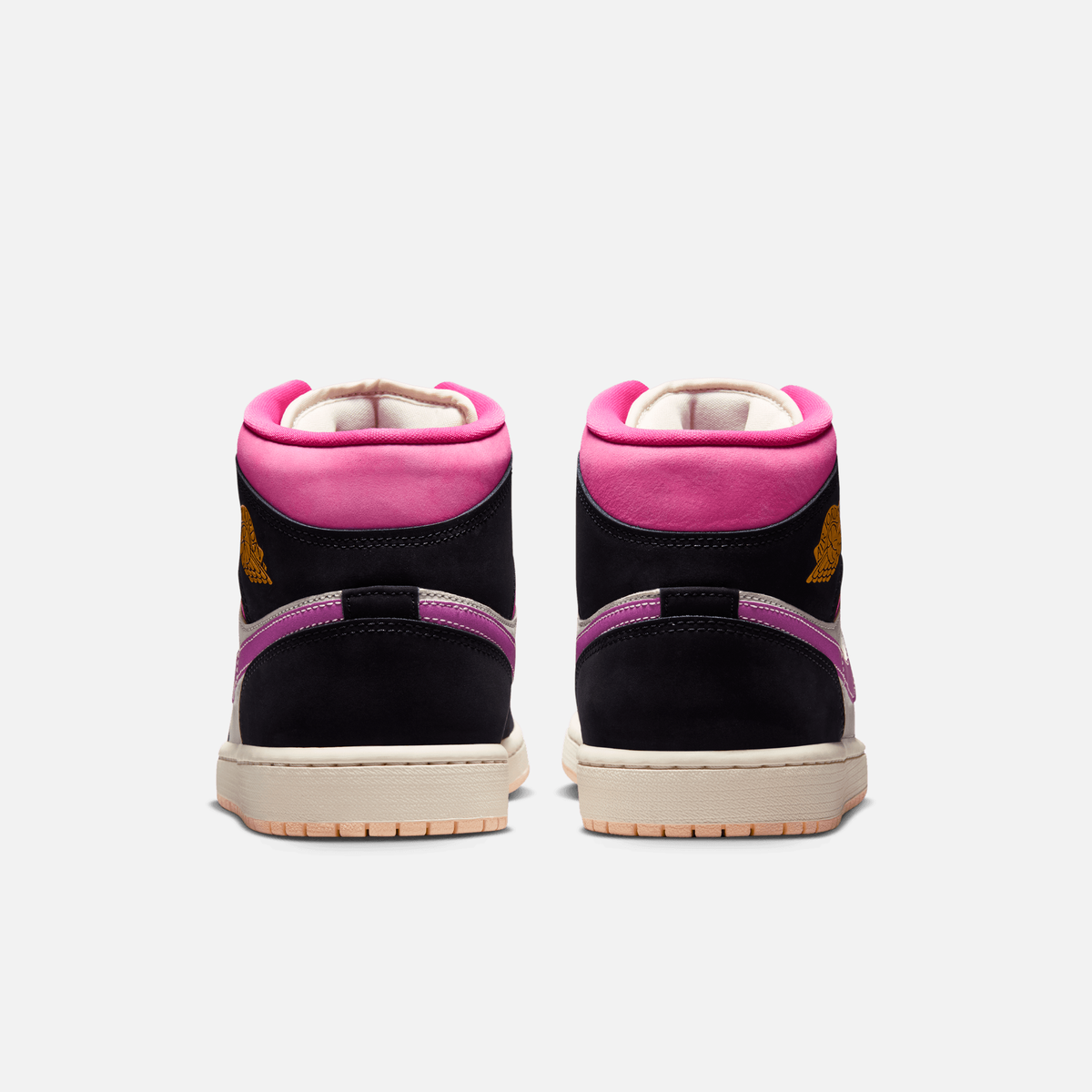 Air Jordan 1 Mid SE World - Preto / Branco-creme / Rosa-vivo / Dourado