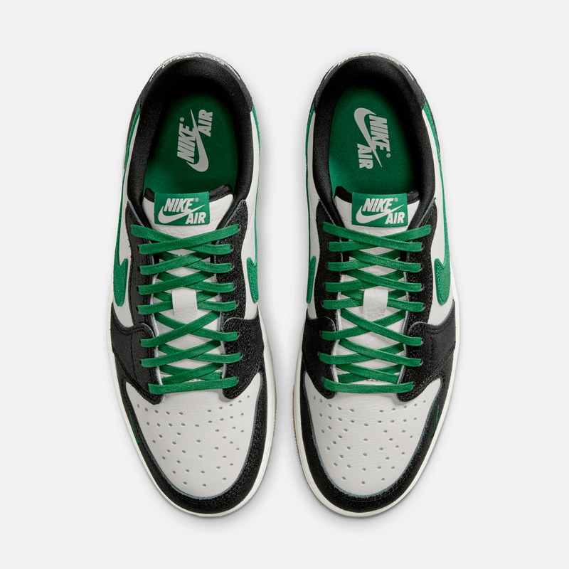 Air Jordan 1 Low OG - Branco-acinzentado / Verde / Preto / Caramelo-médio