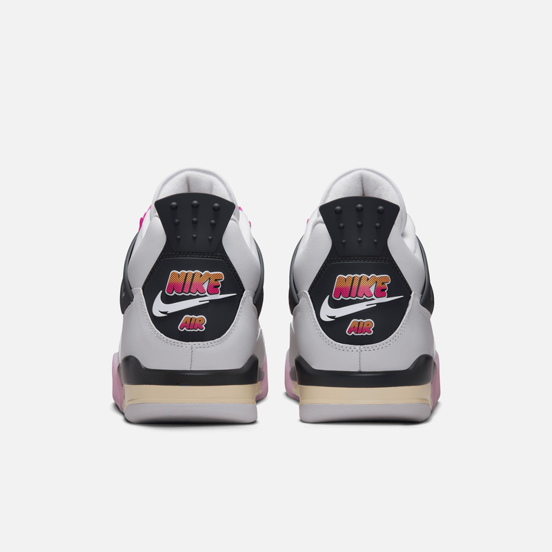 Air Jordan 4 Retro Comic - Branco-quebrado / Antracito / Cinza / Rosa / Rosa claro / Bege-cru